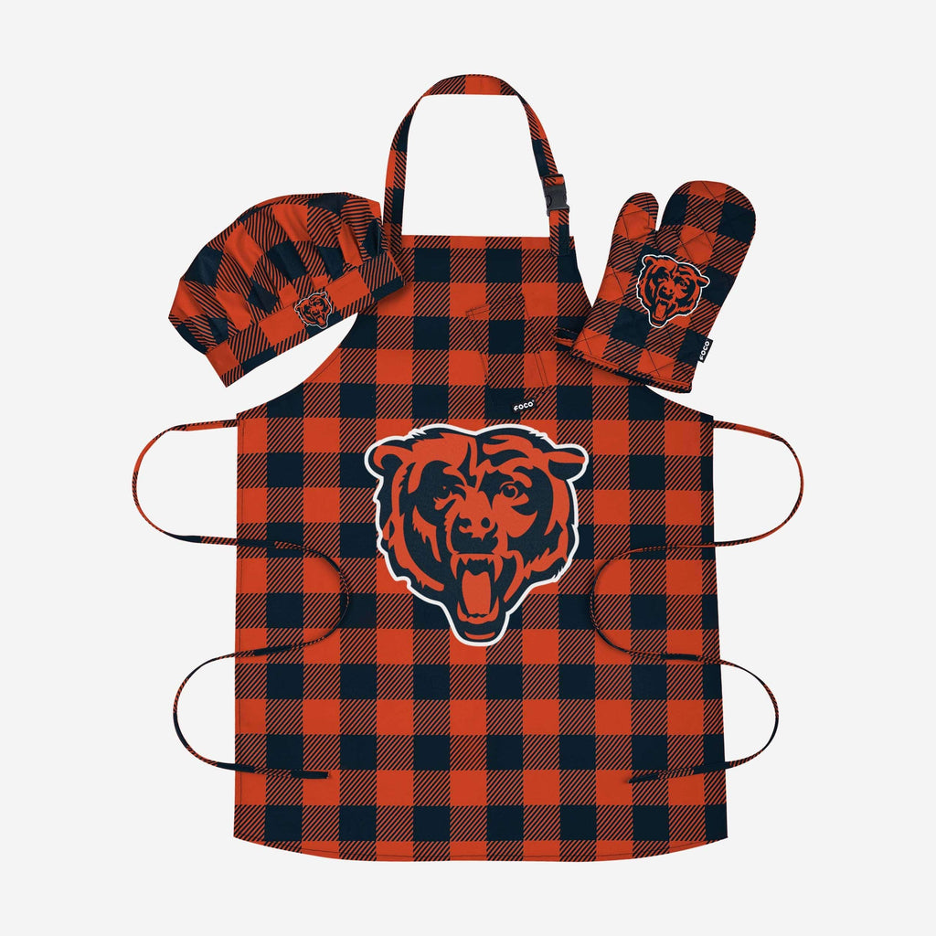 Chicago Bears Plaid Chef Set FOCO - FOCO.com