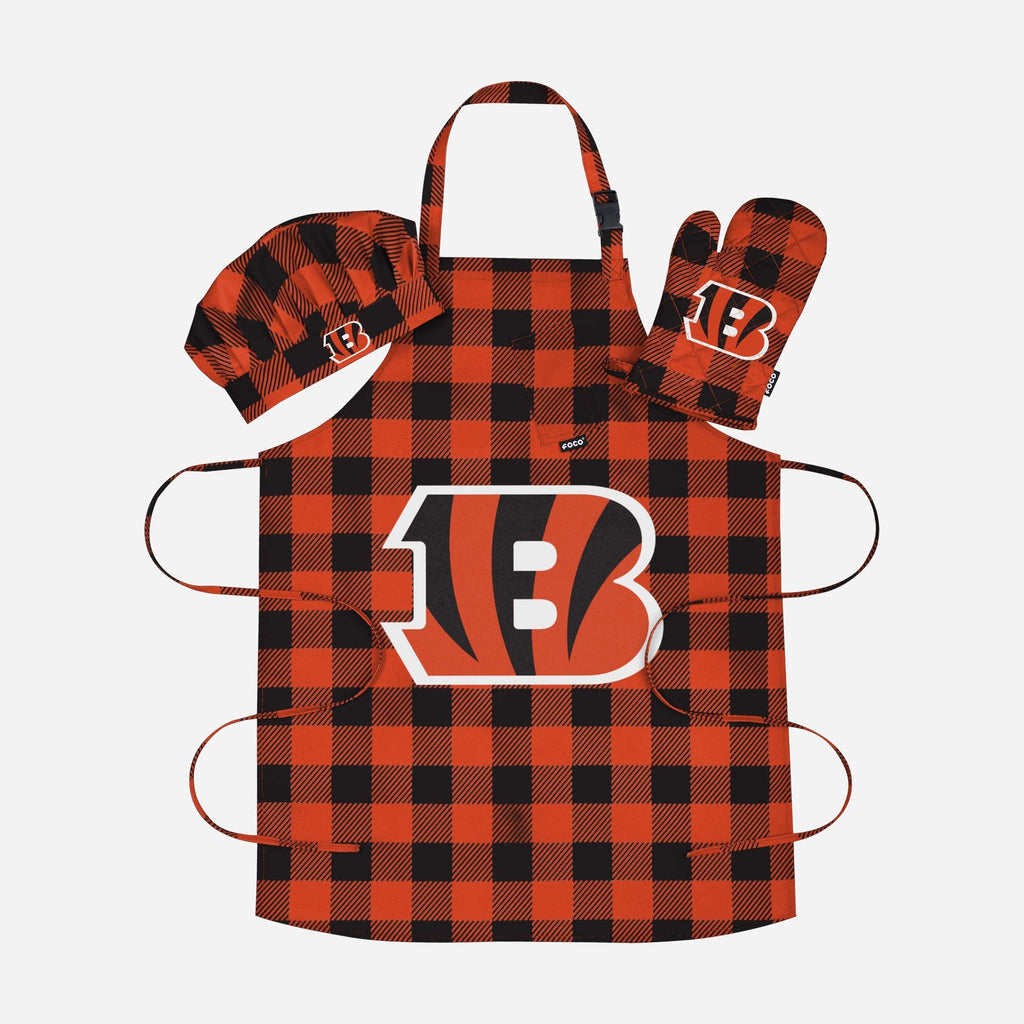 Cincinnati Bengals Plaid Chef Set FOCO - FOCO.com