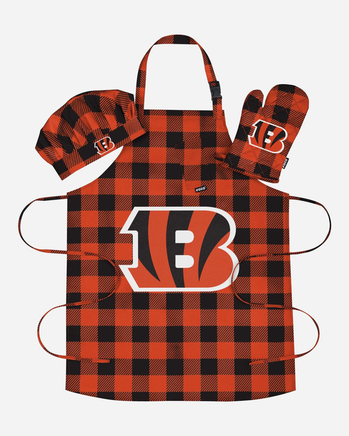 Cincinnati Bengals Plaid Chef Set FOCO - FOCO.com