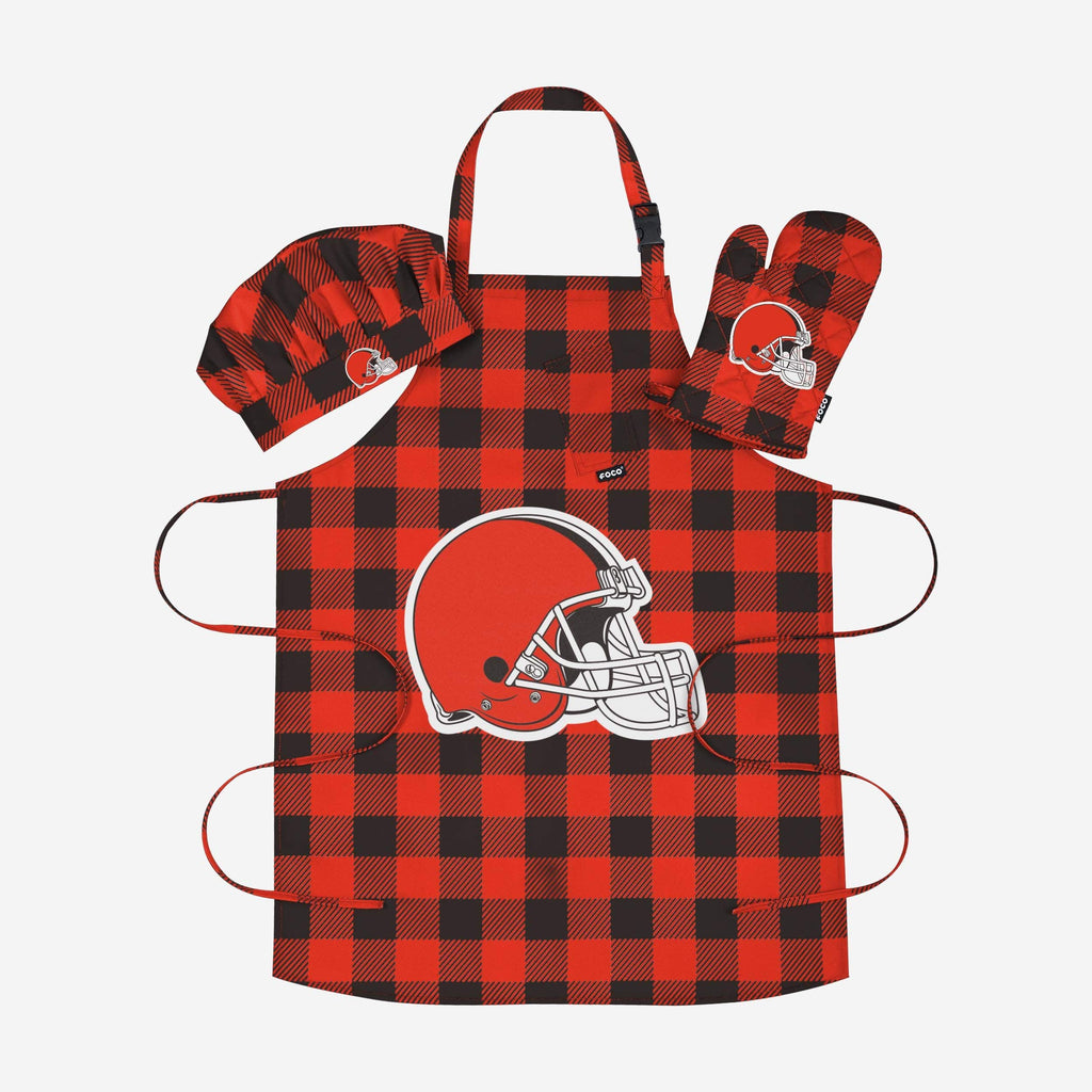 Cleveland Browns Plaid Chef Set FOCO - FOCO.com