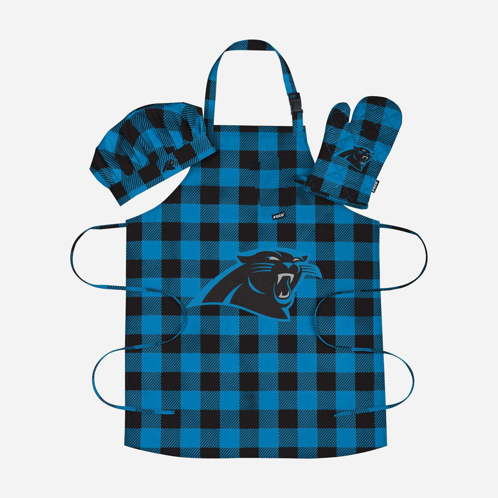 Carolina Panthers Plaid Chef Set FOCO - FOCO.com