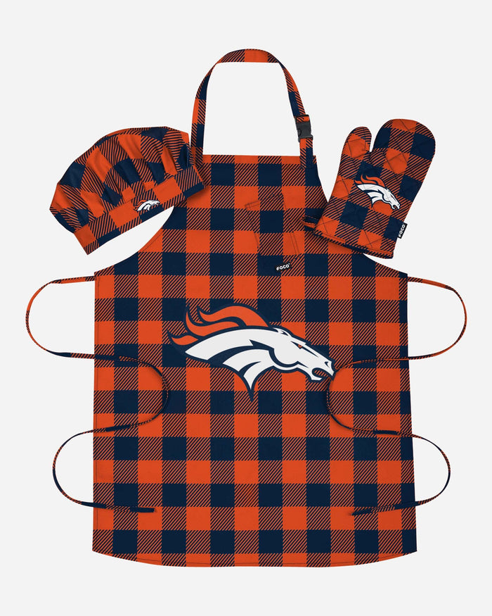 Denver Broncos Plaid Chef Set FOCO - FOCO.com