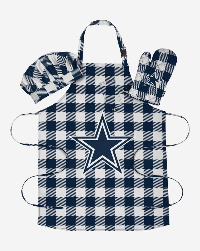 Dallas Cowboys Plaid Chef Set FOCO - FOCO.com