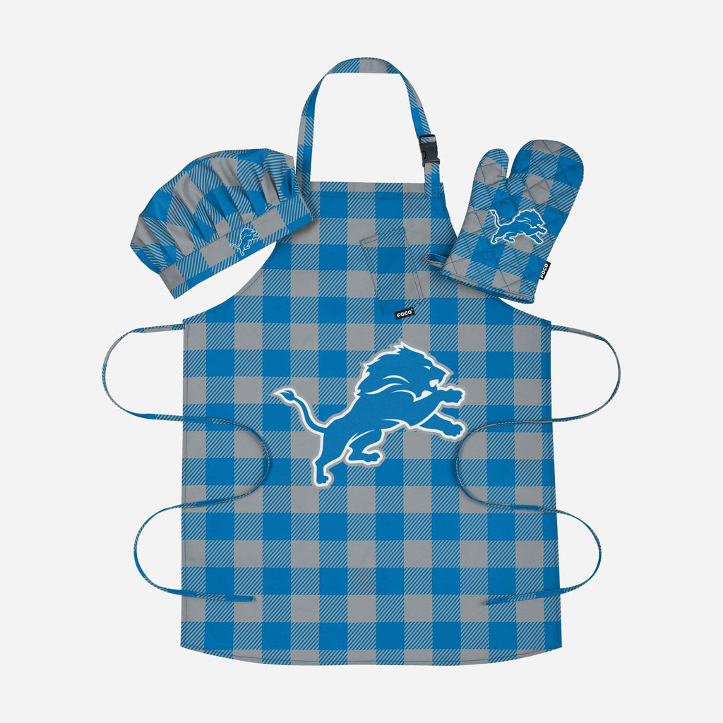 Detroit Lions Plaid Chef Set FOCO - FOCO.com