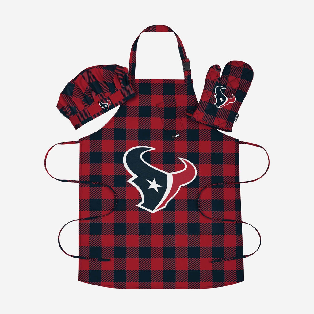 Houston Texans Plaid Chef Set FOCO - FOCO.com