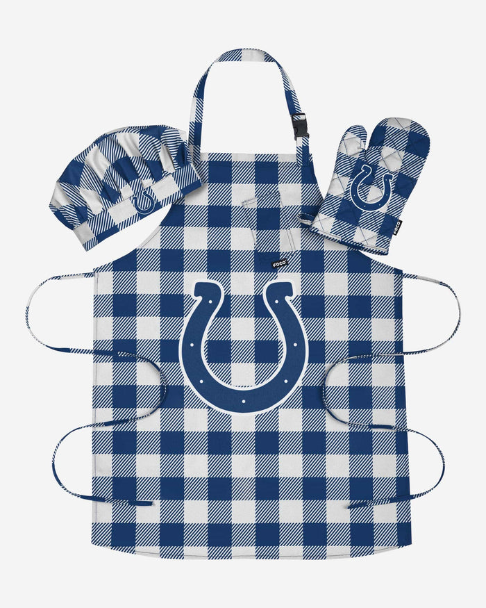 Indianapolis Colts Plaid Chef Set FOCO - FOCO.com