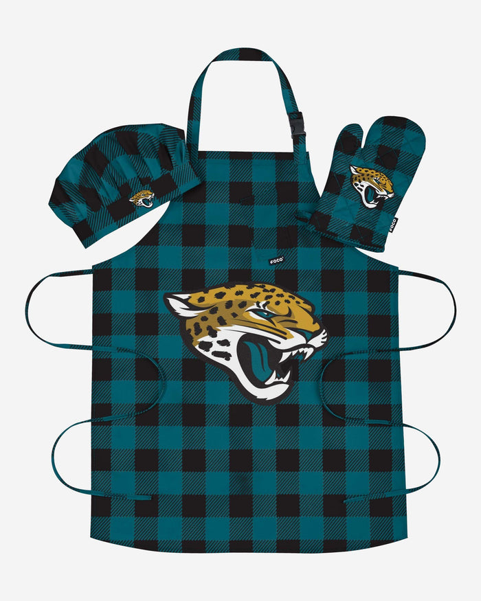 Jacksonville Jaguars Plaid Chef Set FOCO - FOCO.com