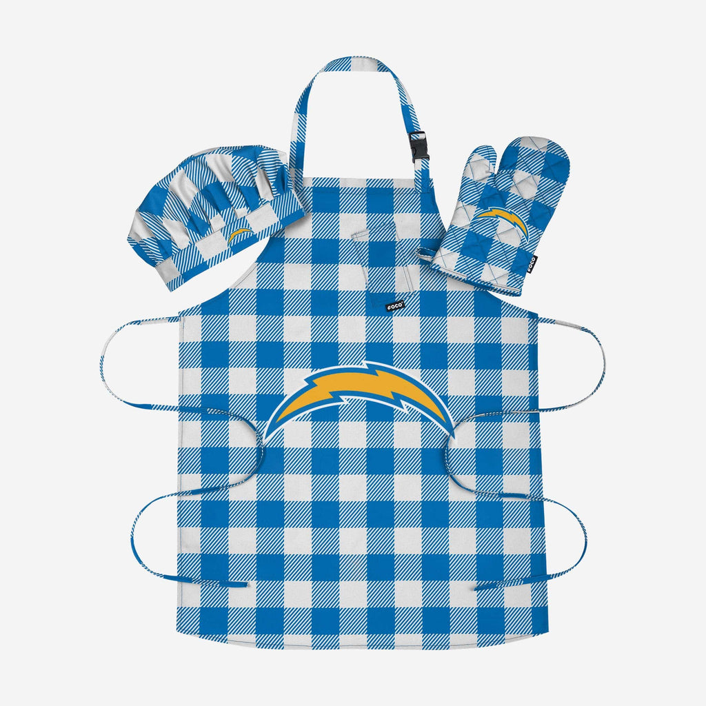 Los Angeles Chargers Plaid Chef Set FOCO - FOCO.com