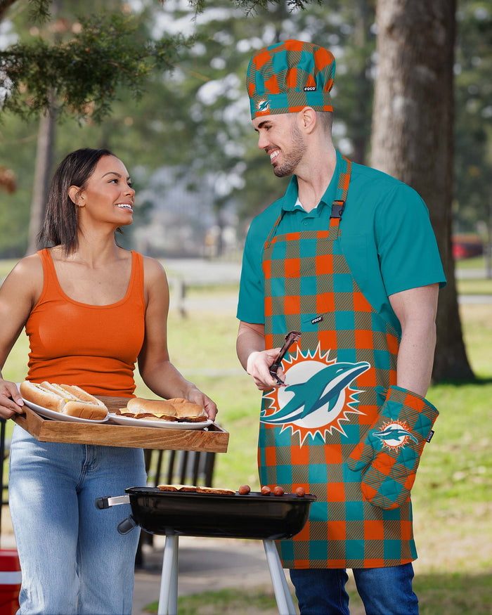 Miami Dolphins Plaid Chef Set FOCO - FOCO.com