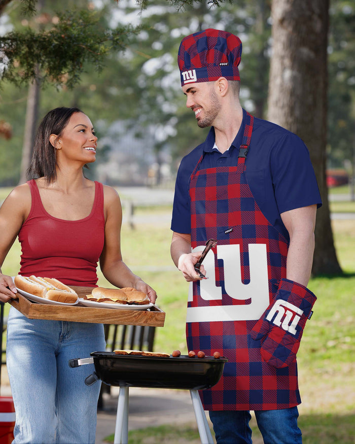 New York Giants Plaid Chef Set FOCO - FOCO.com