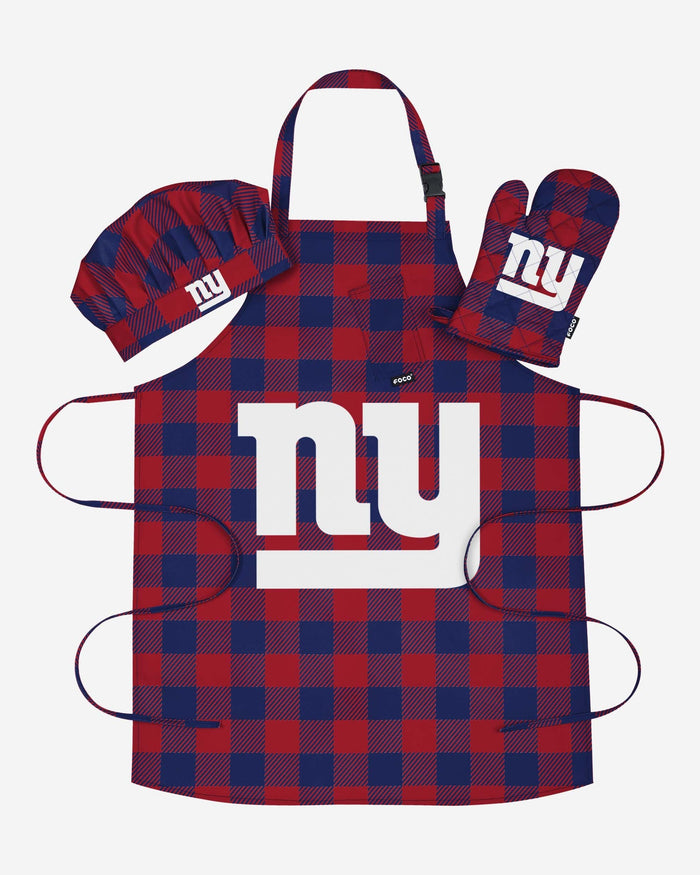 New York Giants Plaid Chef Set FOCO - FOCO.com