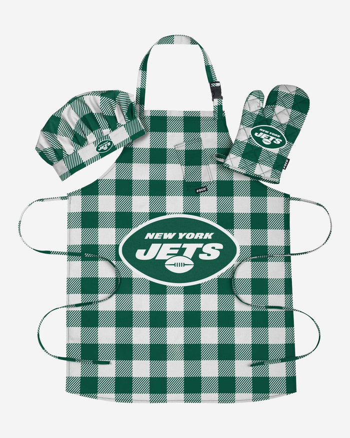 New York Jets Plaid Chef Set FOCO - FOCO.com