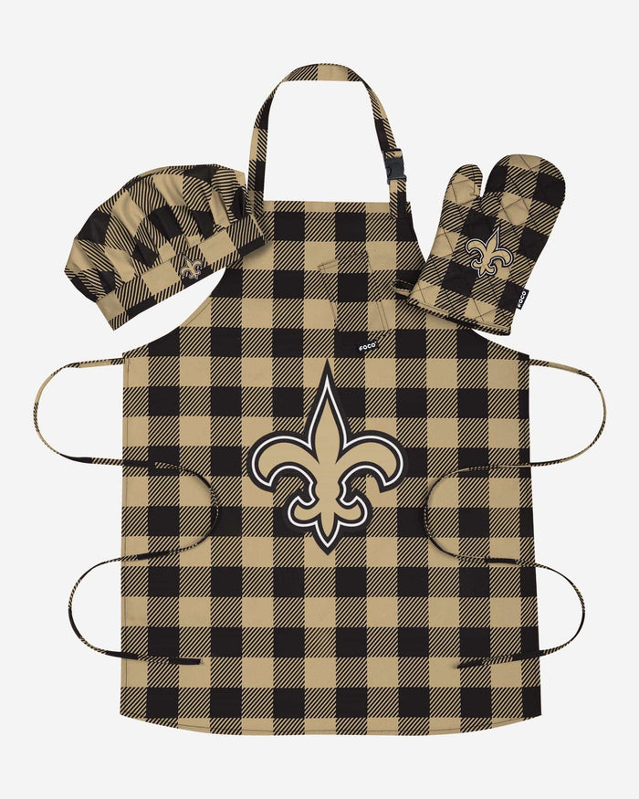 New Orleans Saints Plaid Chef Set FOCO - FOCO.com