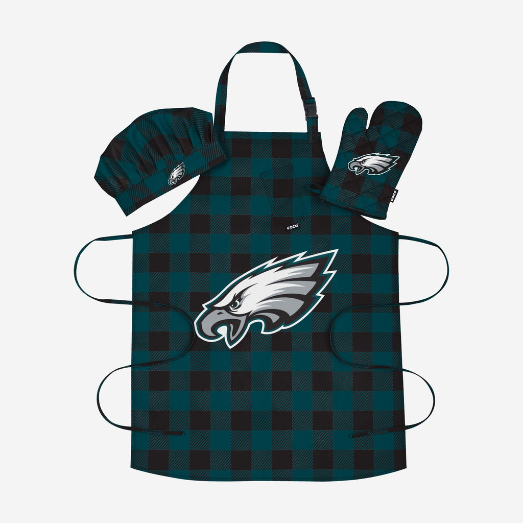 Philadelphia Eagles Plaid Chef Set FOCO - FOCO.com