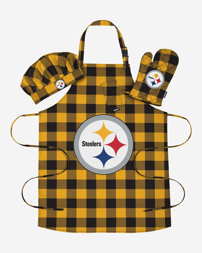 Pittsburgh Steelers Plaid Chef Set FOCO - FOCO.com