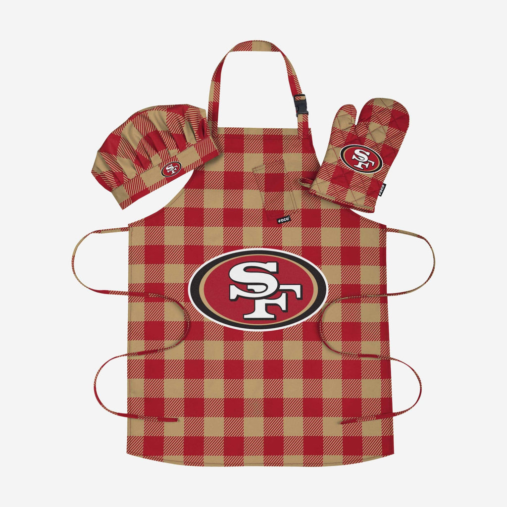 San Francisco 49ers Plaid Chef Set FOCO - FOCO.com