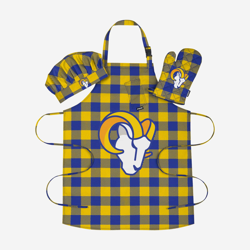 Los Angeles Rams Plaid Chef Set FOCO - FOCO.com