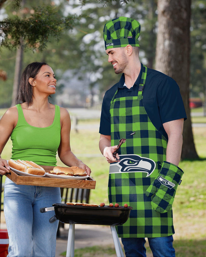 Seattle Seahawks Plaid Chef Set FOCO - FOCO.com