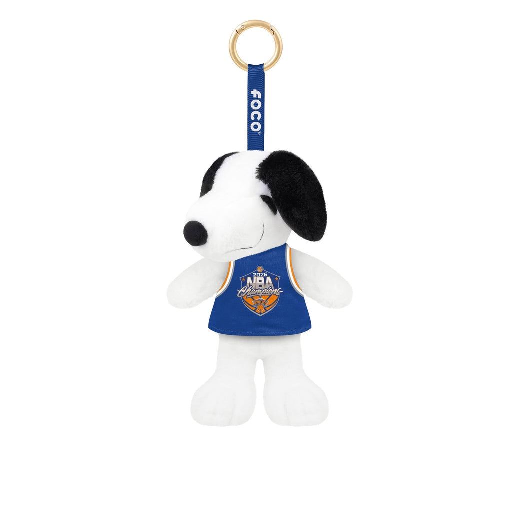 New York Knicks 2026 NBA Champions Plush Snoopy Peanuts Bag Charm Keychain FOCO - FOCO.com