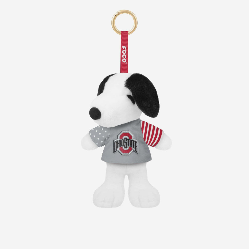 Ohio State Buckeyes Americana Plush Snoopy Peanuts Bag Charm Keychain FOCO - FOCO.com