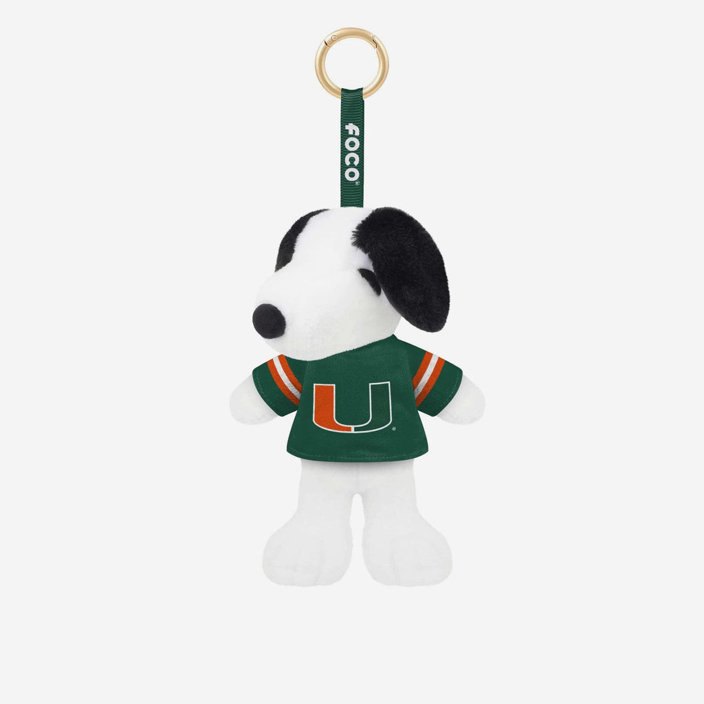 Miami Hurricanes Plush Snoopy Peanuts Bag Charm Keychain FOCO - FOCO.com