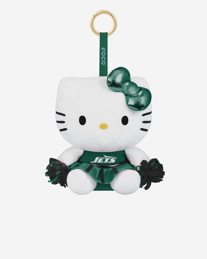 New York Jets Plush Hello Kitty® Cheer Outfit Bag Charm Keychain FOCO - FOCO.com