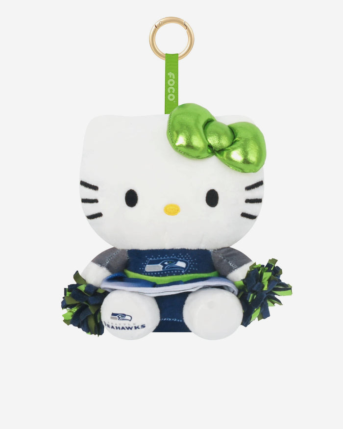 Seattle Seahawks Plush Hello Kitty® Cheerleader Bag Charm Keychain FOCO - FOCO.com