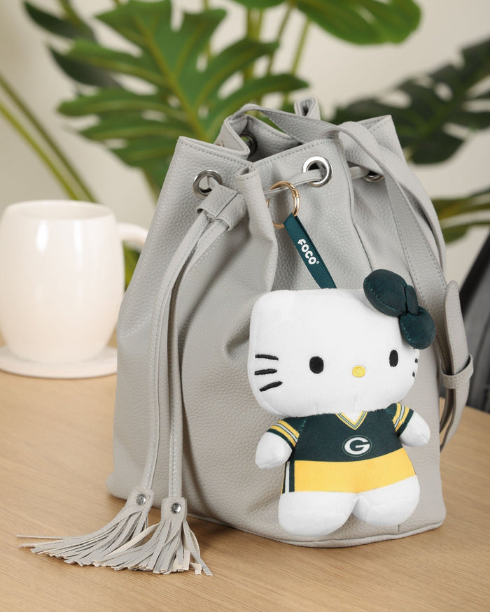 Green Bay Packers Plush Hello Kitty® Bag Charm Keychain FOCO - FOCO.com