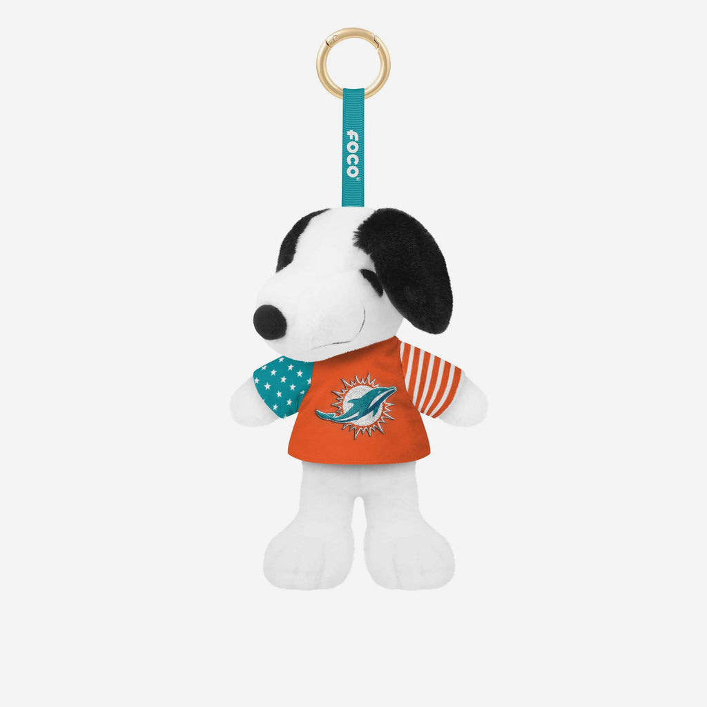 Miami Dolphins Americana Plush Snoopy Peanuts Bag Charm Keychain FOCO - FOCO.com