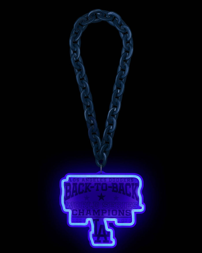 Los Angeles Dodgers 2025 Back To Back World Series Champions Neon Light Up Big Logo Chain FOCO - FOCO.com