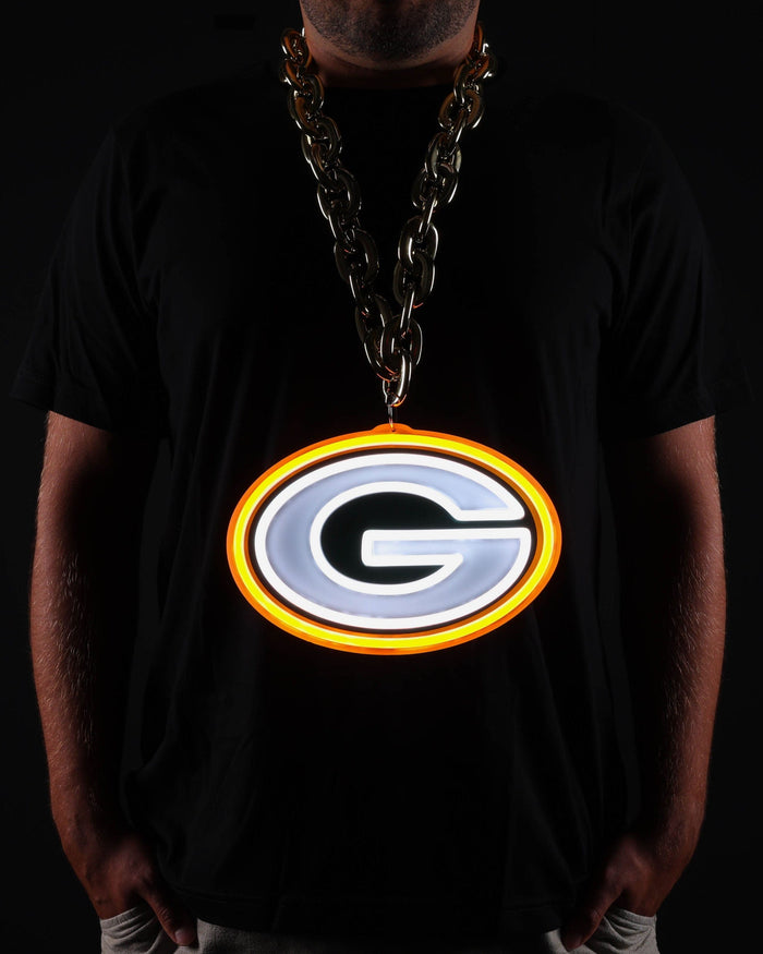 Green Bay Packers Neon Light Up Big Logo Chain FOCO - FOCO.com