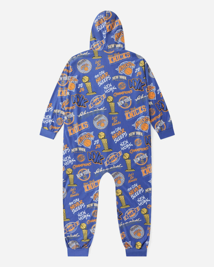 New York Knicks 2026 NBA Champions Banner Ugly Pattern One Piece Pajamas FOCO S - FOCO.com