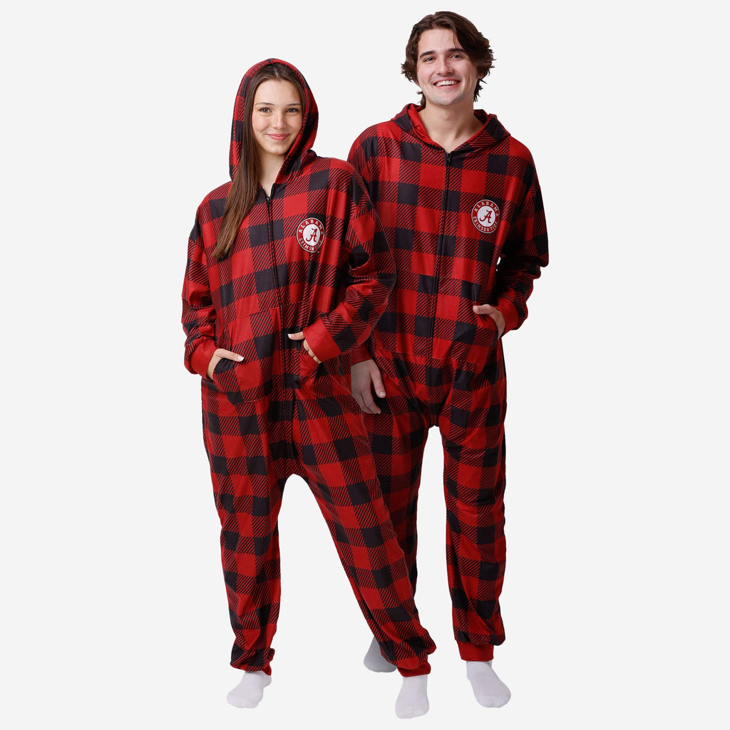 Alabama Crimson Tide Plaid One Piece Pajamas FOCO S - FOCO.com