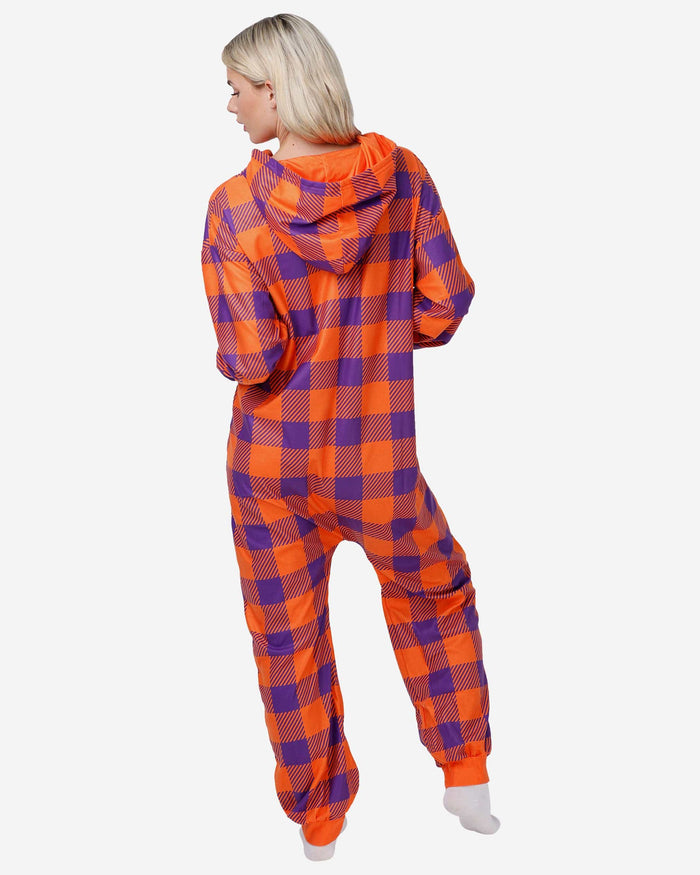 Clemson Tigers Plaid One Piece Pajamas FOCO - FOCO.com