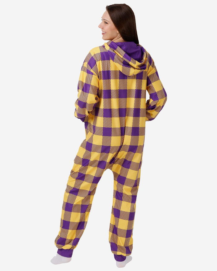 LSU Tigers Plaid One Piece Pajamas FOCO - FOCO.com