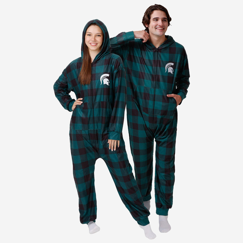 Michigan State Spartans Plaid One Piece Pajamas FOCO S - FOCO.com