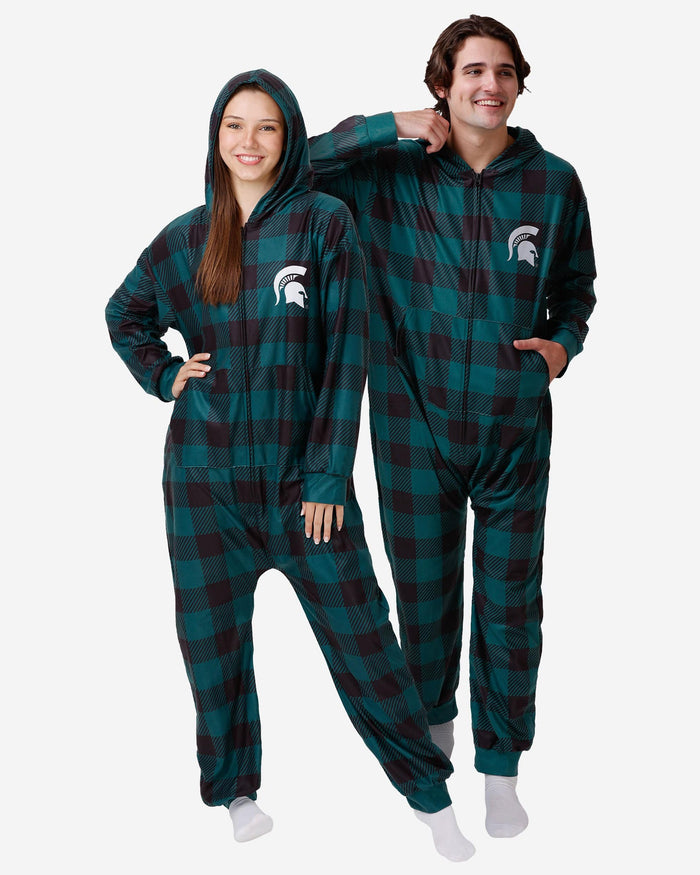 Michigan State Spartans Plaid One Piece Pajamas FOCO S - FOCO.com