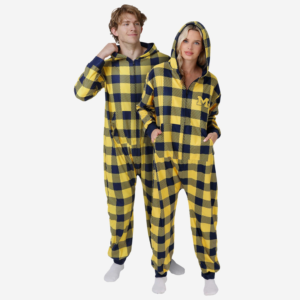 Michigan Wolverines Plaid One Piece Pajamas FOCO S - FOCO.com