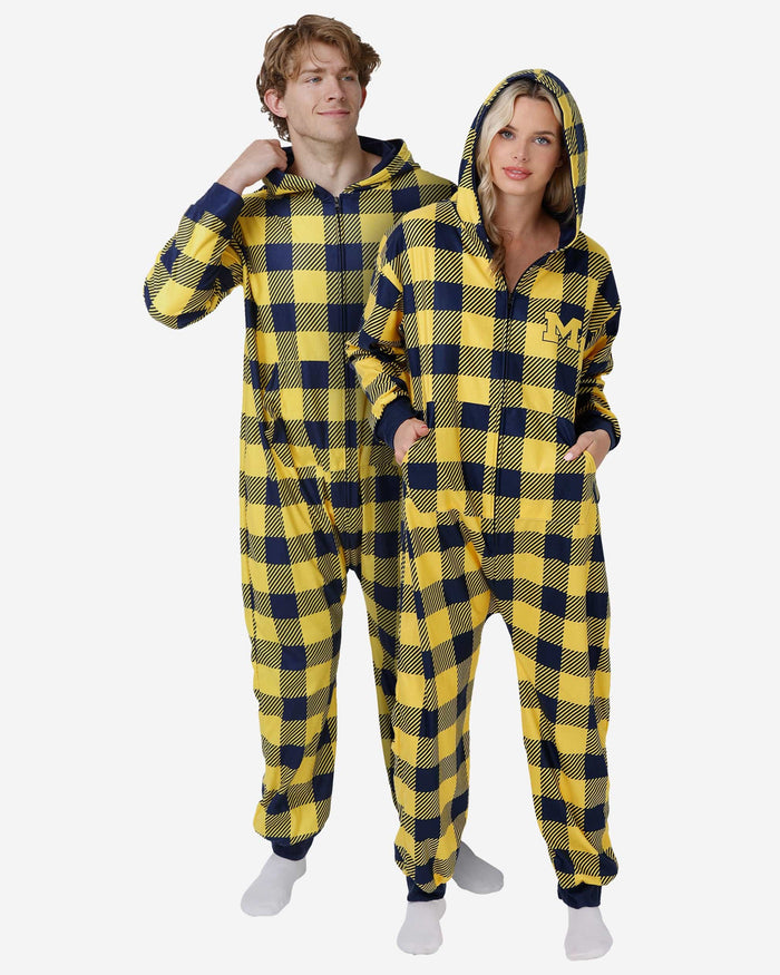 Michigan Wolverines Plaid One Piece Pajamas FOCO S - FOCO.com