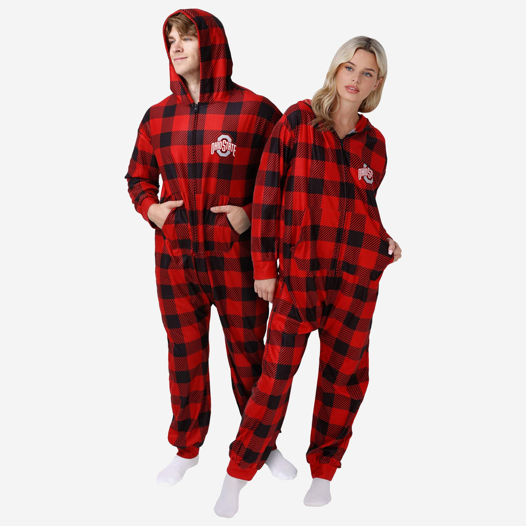 Ohio State Buckeyes Plaid One Piece Pajamas FOCO S - FOCO.com