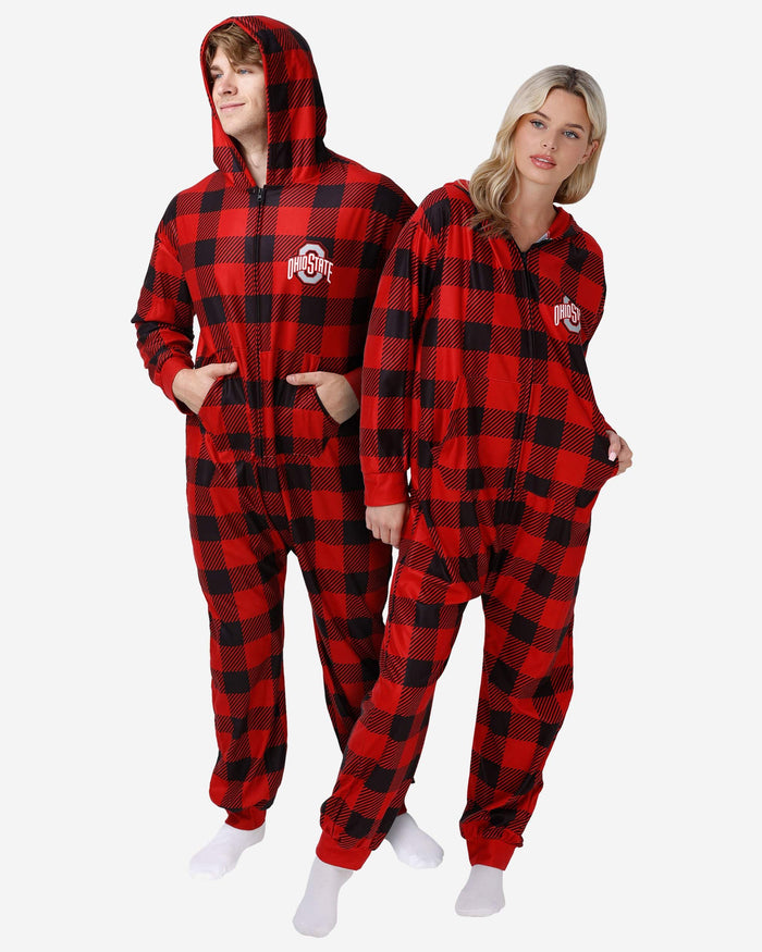 Ohio State Buckeyes Plaid One Piece Pajamas FOCO S - FOCO.com