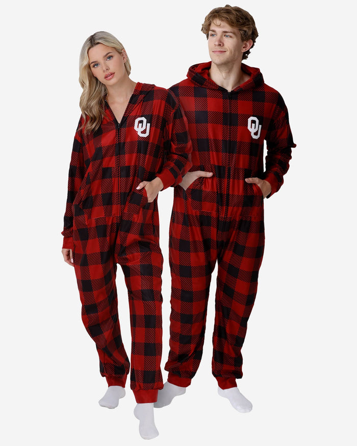 Oklahoma Sooners Plaid One Piece Pajamas FOCO S - FOCO.com