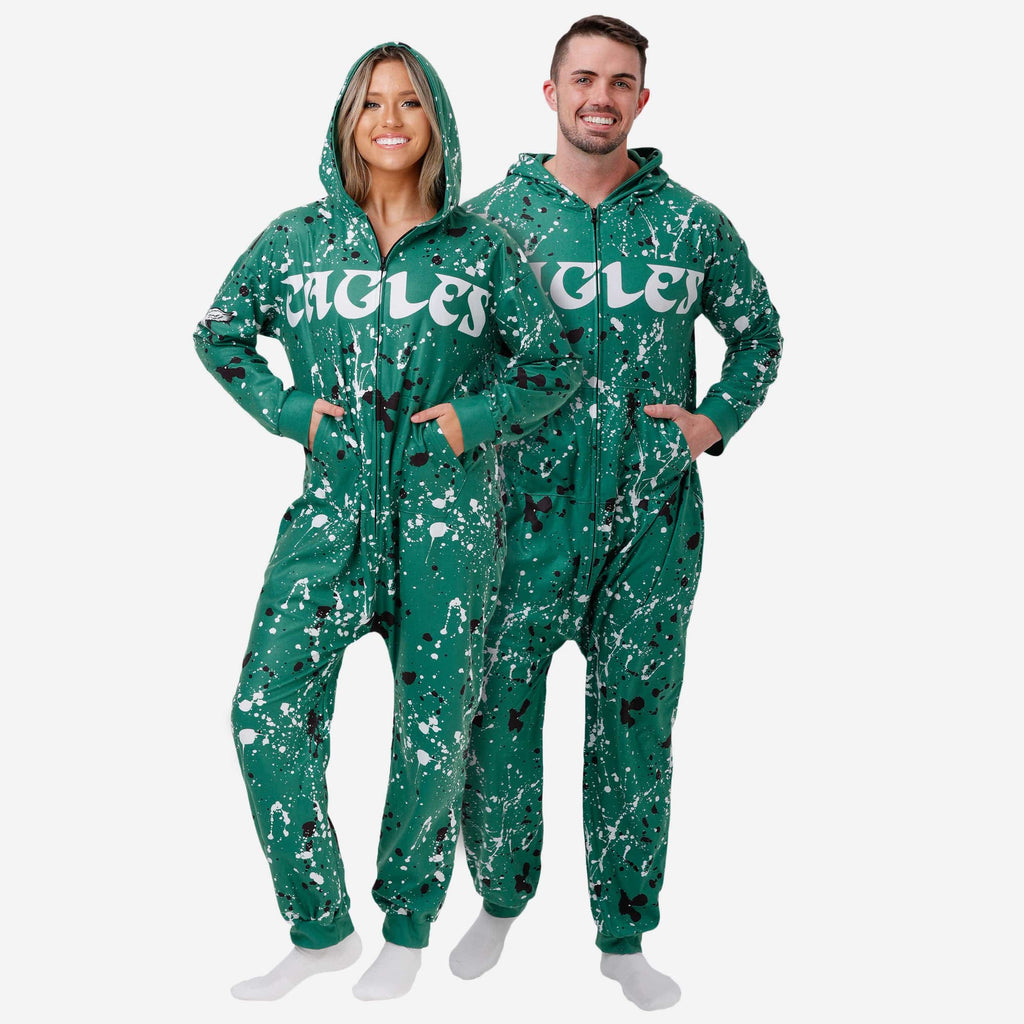 Philadelphia Eagles Kelly Green Paint Splatter One Piece Pajamas FOCO S - FOCO.com