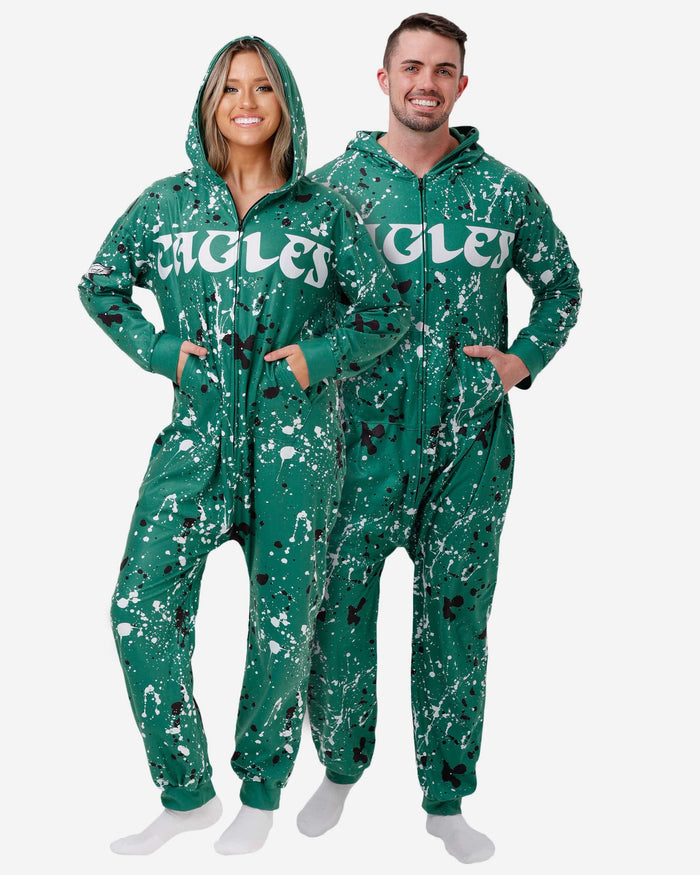 Philadelphia Eagles Kelly Green Paint Splatter One Piece Pajamas FOCO S - FOCO.com