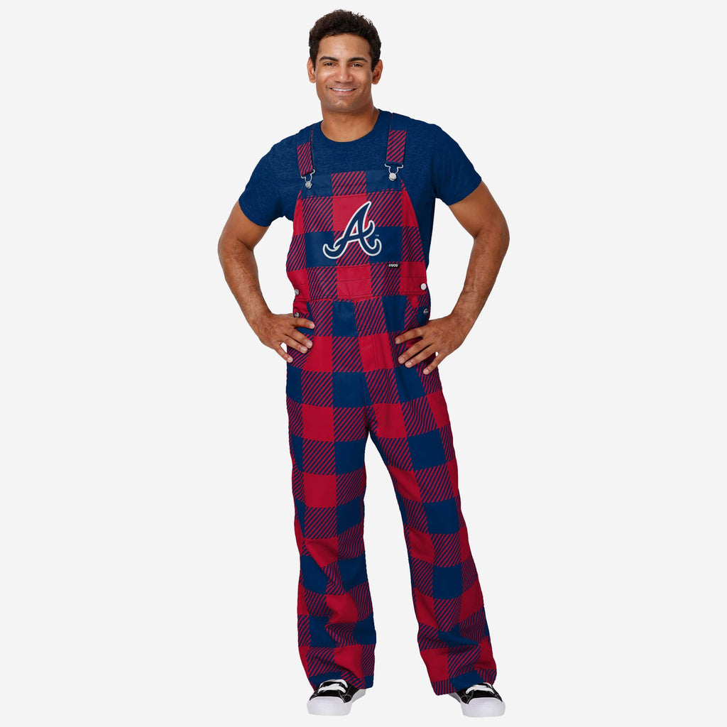 Atlanta Braves Mens Plaid Bib Overalls FOCO S - FOCO.com