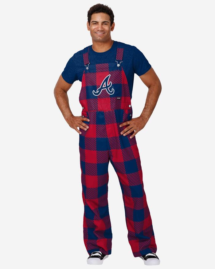 Atlanta Braves Mens Plaid Bib Overalls FOCO S - FOCO.com