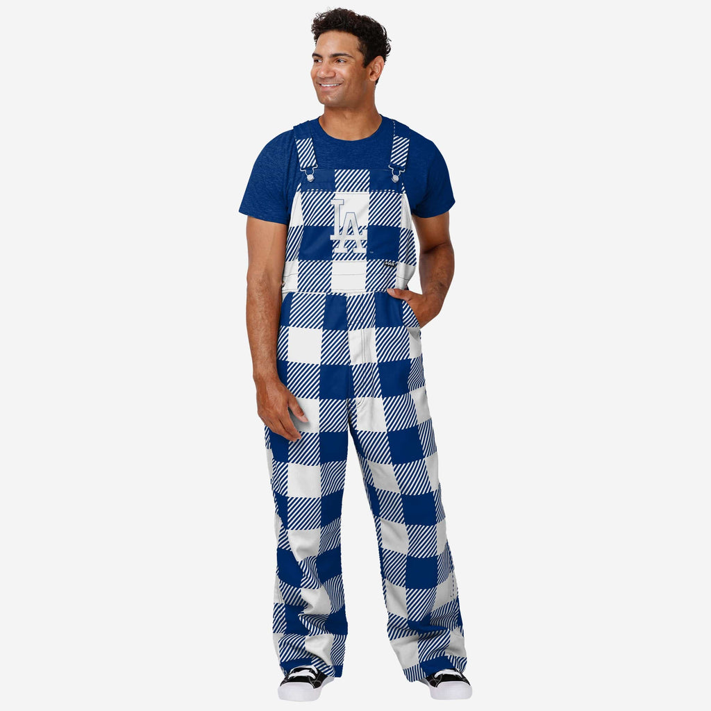 Los Angeles Dodgers Mens Plaid Bib Overalls FOCO S - FOCO.com