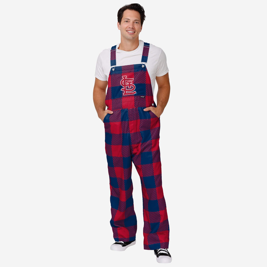 St Louis Cardinals Mens Plaid Bib Overalls FOCO S - FOCO.com