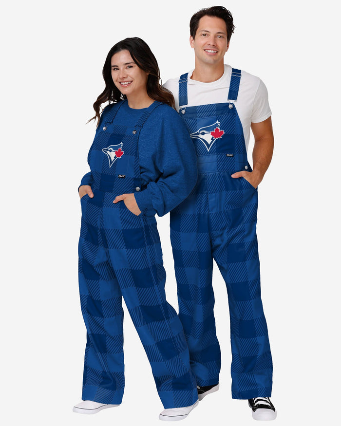 Toronto Blue Jays Mens Plaid Bib Overalls FOCO - FOCO.com