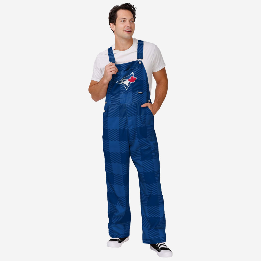 Toronto Blue Jays Mens Plaid Bib Overalls FOCO S - FOCO.com